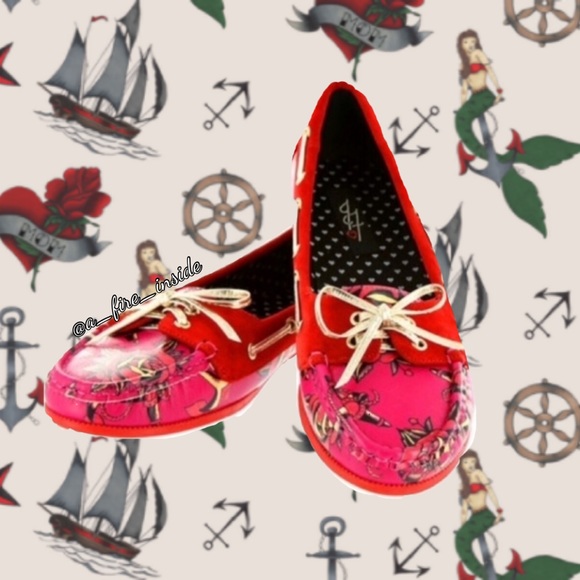 Iron Fist Shoes - Love Me Now Boat Flats Pink & Red by Iron Fist